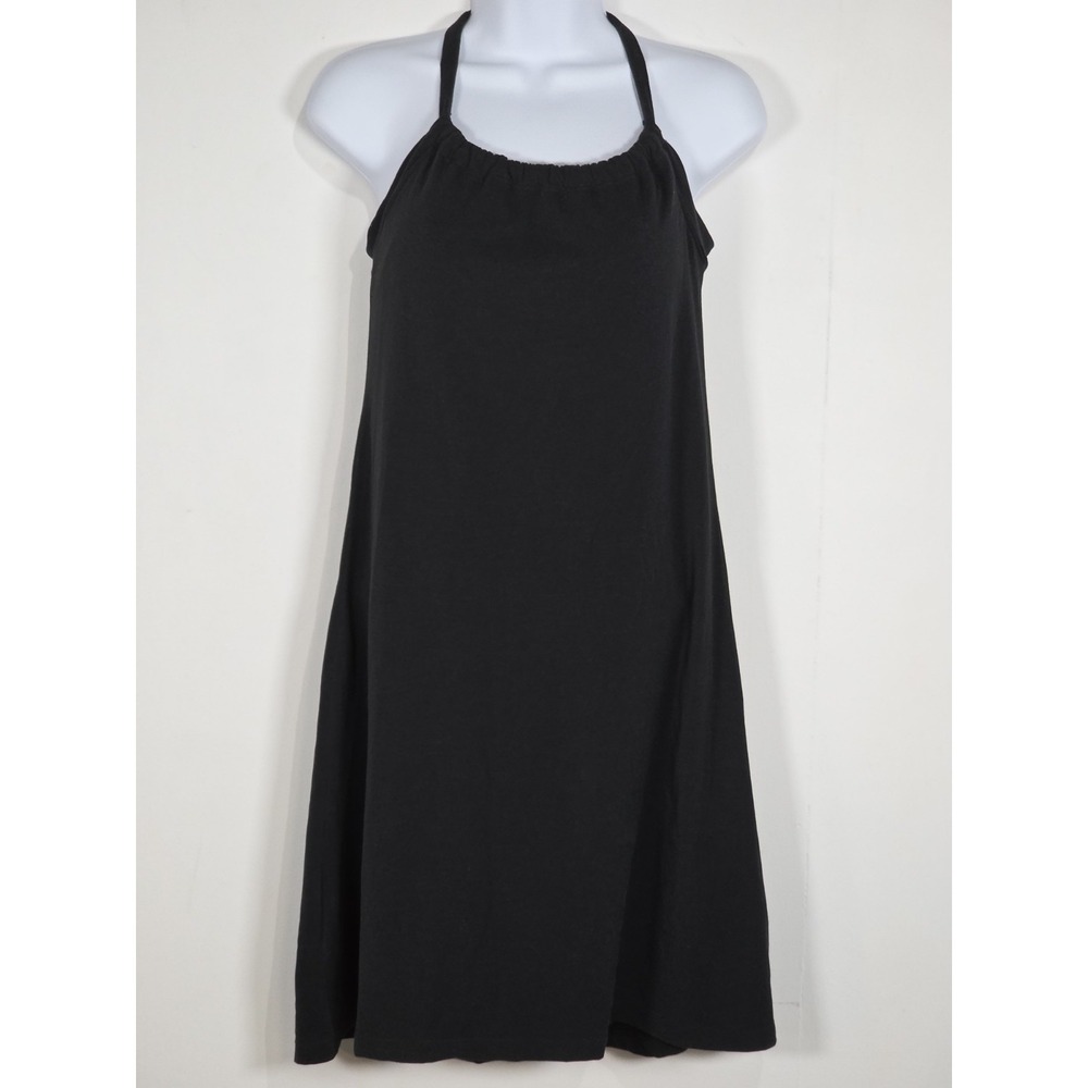 Prana Womens S Quinn Black Halter Neck Tank Dress W3QUIN110 Knee Length Stretch